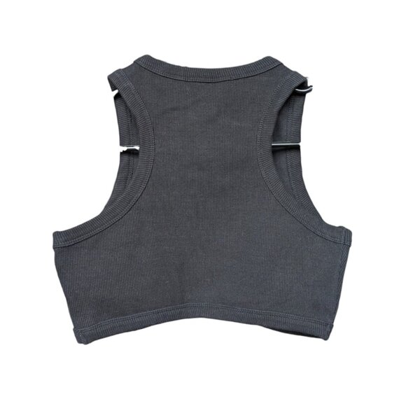 White Fox Boutique Little Ribbed Black Cropped Tank Top Women Size Small - Picture 4 of 12